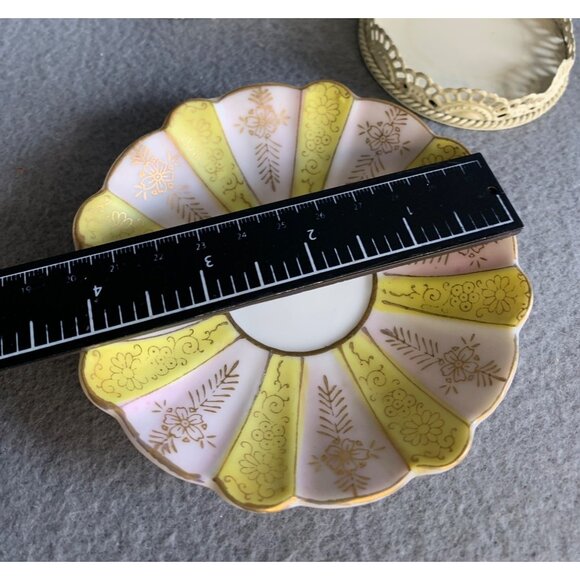 Pink and Yellow with Gold Accents Tea Cut and Saucer set Japan - Picture 10 of 11